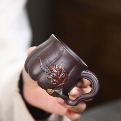Creative Real Yixing Zisha Tea Cup With Handle 120ml Handmade Mug Pumpkin Design - Picture 1 of 12