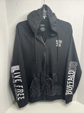 Buffalo David Bitton Men's Full Zip Hoodie Sweatshirt Black Sz L Live Free