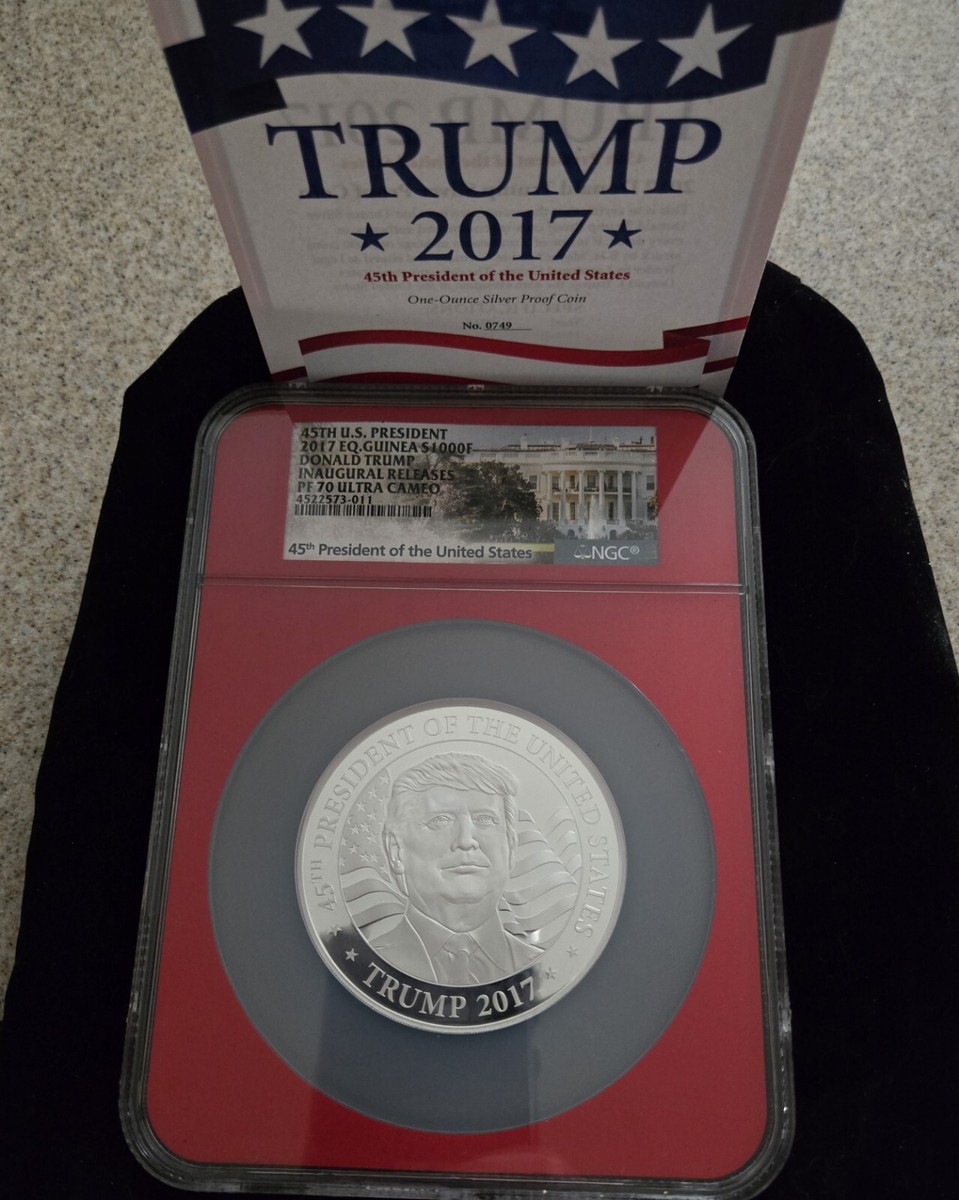 MAGA NGC PF-70 2017 EQ GUNIEA S1000F FRANCS .999 SILVER TRUMP