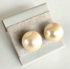 Gold Tone Stud Pierced Earrings 3/8" Vintage Cream Faux Pearl Sphere Ball