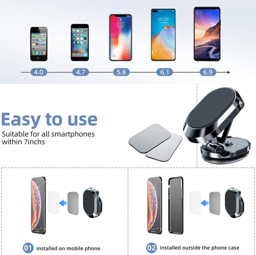 Support de téléphone pour la Voiture Double Rotation à 360° Magnétique Résistant - Imagen 6 de 7