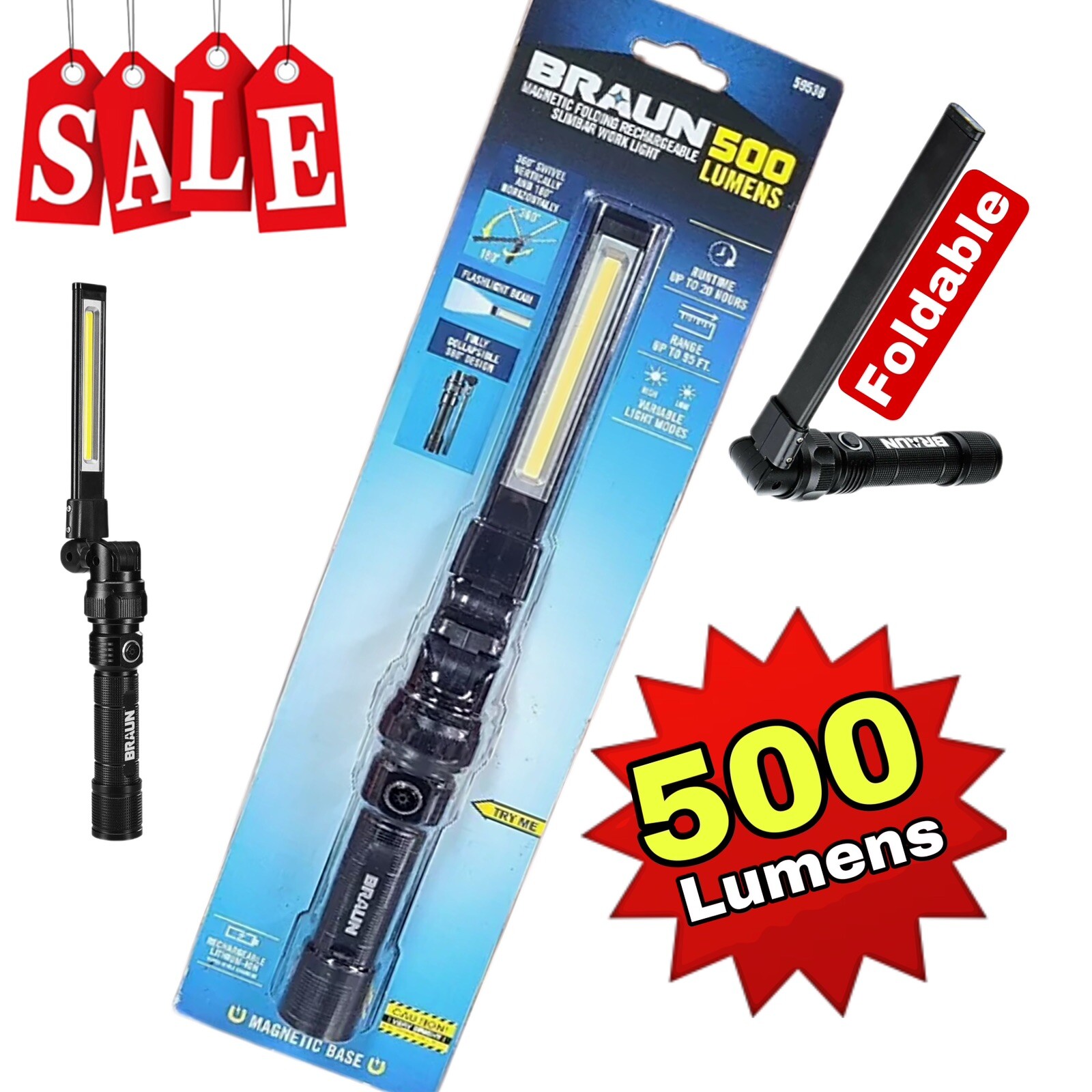 Braun Magnetic Slim Bar Folding Light