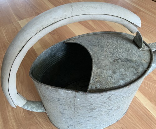 Vintage große verzinkte robuste ovale Gießkanne mit langem Auslauf 1-3/4 Gallone - Bild 8 von 17