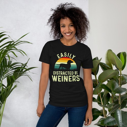Dachshund Weiner Dog, Easily Distracted By Weiners T-Shirt - 第 8/18 張圖片