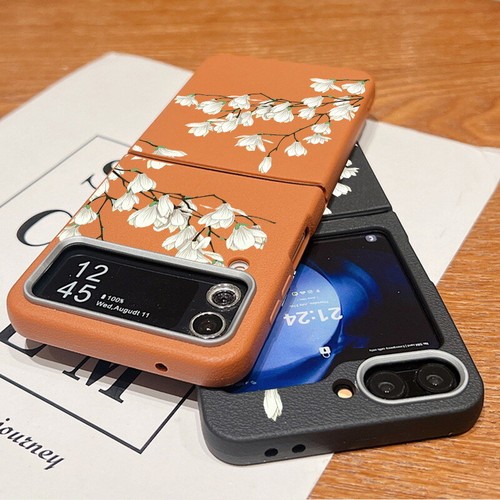Blume Leder Handyhülle Für Samsung Z Flip6 Flip5 Flip4 3 Stoßfeste Schutz Tasche - Picture 8 of 16