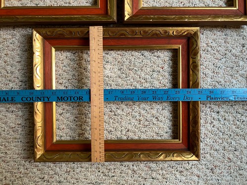 3er Set Vintage 70er Jahre Holz Bilderrahmen; passend für 9 x 12; Orange und Gold - Bild 13 von 19