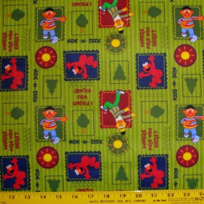 29 Inch Elmo Ernie Hide-N-Seek I Found You Sesame Street Flannel Fabric 5/6 yard