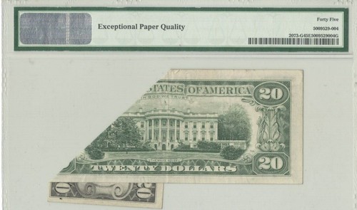 $20 1981 Chicago Fr#2073-G (GA Block) Fold Over Error PMG 45 EPQ - Picture 2 of 2