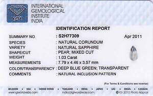 Pera natural sin tratar zafiro amarillo con certificación IGI AUSTRALIA de 1,03 quilates - Imagen 2 de 2