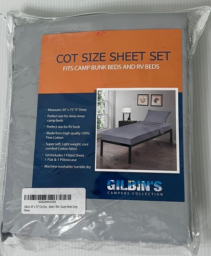 Gilbins Kinderbett/Wohnmobil Größe 30" x 75"x 9" Lakenset 4 Stück 100% feine Baumwolle - Bild 1 von 2