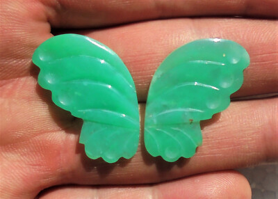 Chrysoprase Butterfly Wings - Chrysoprase Carved Butterfly Wings