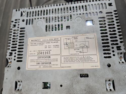 Reproductor de discos compactos Sony FM/AM CDX-M630 para piezas #14 - Imagen 2 de 3