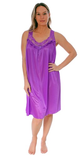 YM Womens Sexy Silky Sleeveless Nightgown with Embroidery Lace Floral Design 24N - Picture 13 of 41