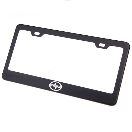 Marco de placa de licencia para Scion negro mate con logotipo cromado tapa grabada acero inoxidable - Imagen 8 de 12