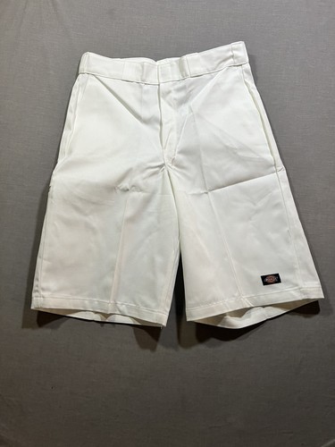 Dickies Multi-Pocket Loose Fit Work Shorts Mens 33 White Zip Belted 33x13.