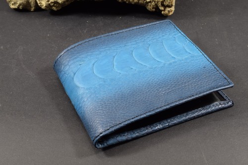CARTERA MONEDERO HOMBRE AZUL CLARO AUTÉNTICO RAMO HECHO A MANO ROMA 54 - Imagen 7 de 8