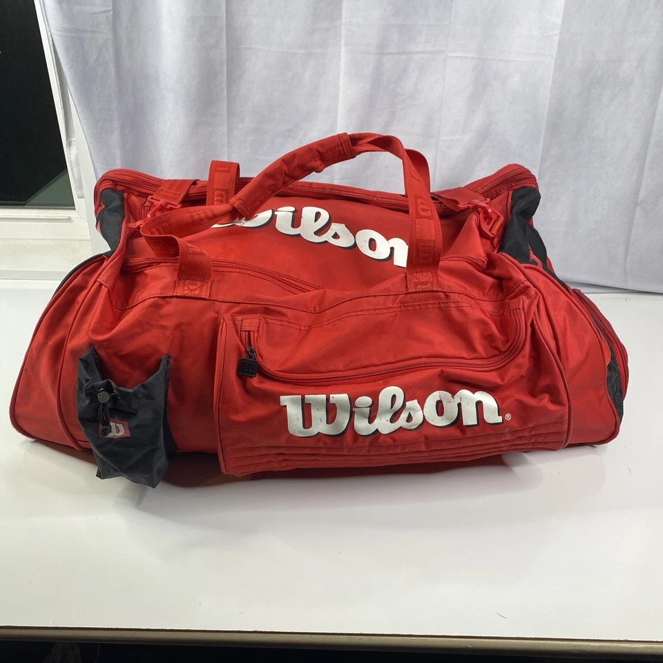 ENORME 30" Wilson Tour Rojo Blanco Negro Bolso de Lona Deportivo Correa para el Hombro Foto 2 de 4