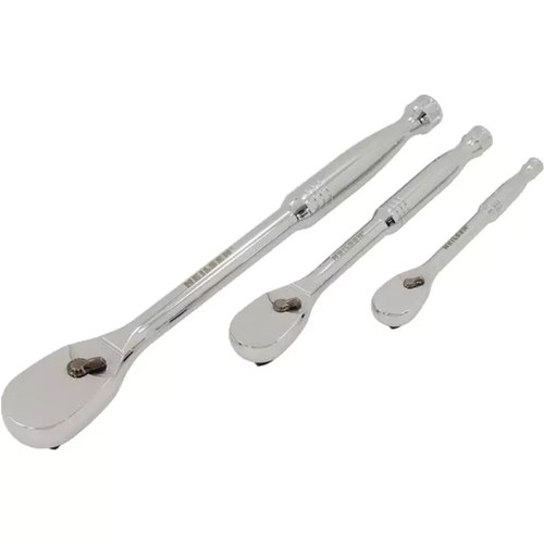 Neilsen Socket Pear Head Ratchet Handle Set 1/4" 3/8" 1/2" 90T Set EVA Foam 3pc - Picture 4 of 5