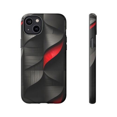 For iPhone / Galaxy / Pixel | Phone-Ink Case - Carbon Wood Black Red Pattern - 第 49/176 張圖片