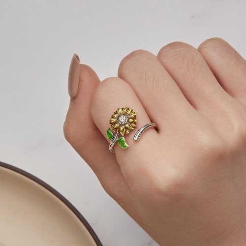 VOROCO 925 Sterling Silver DIY Adjustable Rings Open CZ Styles Cute Simple Rings - Picture 243 of 336