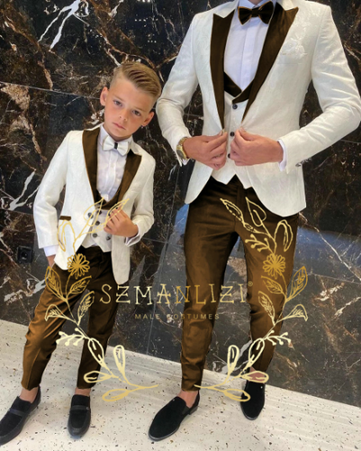 Floral Pattern Boy Formal Suits Dinner Tuxedos Boys Party Prom Suit Wear Blazers - Picture 3 of 39