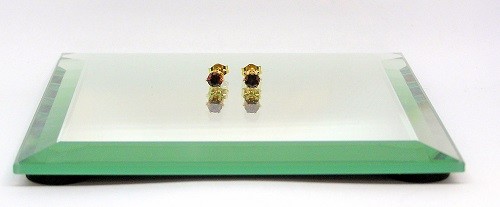 Orange Red Zircon Earrings Set In 14kt YGF, 4 mm Faceted Rounds, .75 Cts, Ceylon - 第 2/12 張圖片