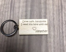 Custom Engraved Key Chain Personalized Laser Wood Gift Drive Safe