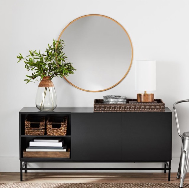 Smart Tv Stand 4k Credenza Buffet Table Sideboard Storage Console Black