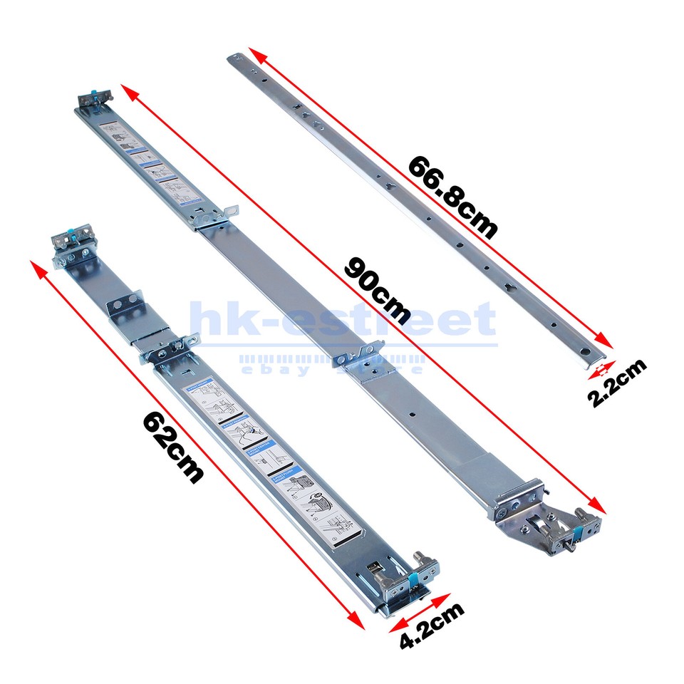 Dell R510 R520 R530 R720 R730 R820 2/4 Post Rack 2U Static Rails H872R ...