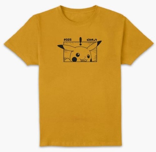 T-shirt Pikachu - Taille M Medium - Haut Pokemon unisexe jaune moutarde - Neuf
