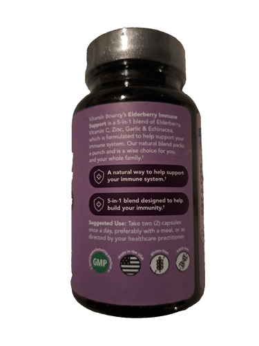 Elderberry Advanced 5-in-1 Blend with Zinc Vitamin C Garlic & Echinacea, 60 Caps - Picture 2 of 4