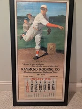 VINTAGE 1956 BROWN & BIGELOW HALL OF FAME   19x36" DIZZY DEAN FRAMED CALENDAR