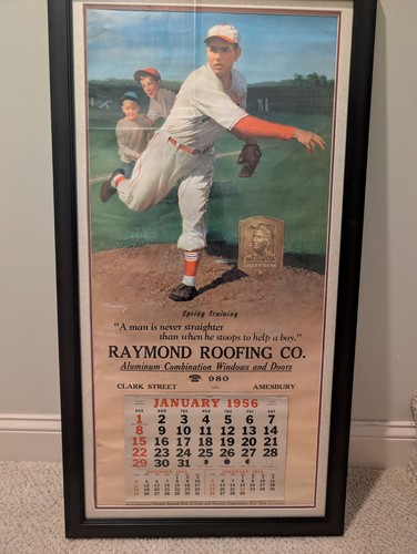 VINTAGE 1956 BROWN & BIGELOW HALL OF FAME 19x36" DIZZY DEAN GERAHMTER KALENDER