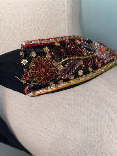 A.B.S. Essentials By Allen Schwartz Sz 12 Black Beaded V-Neck Halter Maxi Dress - Picture 12 of 13