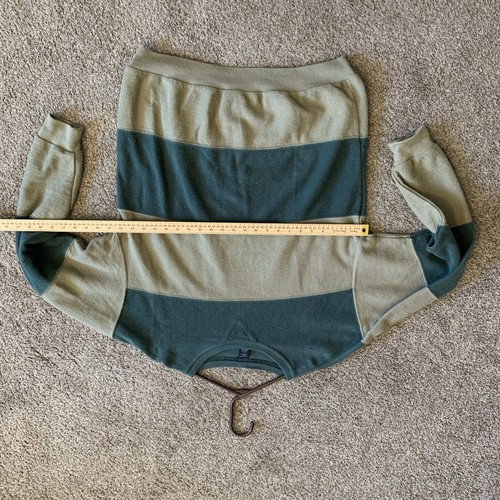 Sudadera De Colección Lands' End Hecha en EE. UU. Rugby Rayas Cuello Redondo Verde Beige L - Imagen 12 de 15