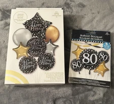 80th Birthday Balloon Bouquet Black Gold Party Decorations Jumbo Holographic 2