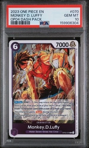 Monkey.D.Luffy (Dash Pack) OP03-070 SR One Piece Kingdoms of Intrigue PSA 10
