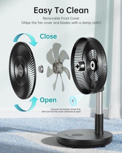 TriPole Foldable Standing Fan 12" Portable Rechargeable Battery Pedestal Fan ... - Picture 7 of 7