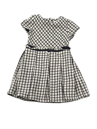 Girls Mayoral Short Sleeve Checkered Pleated A-Line Dress Navy and Gray Size 4 - Picture 4 of 10