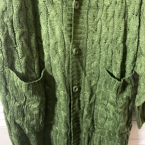 Lularoe Lucille Green Oversized Acrylic Cable Knit Cardigan Women’s Size Large - Picture 2 of 7