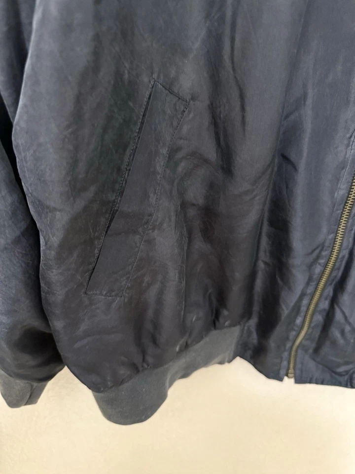 Chaqueta Bomber Vintage Unisex Negra Tullano 100% Seda Talla M Y2K Streetwear Retro Foto 2 de 4