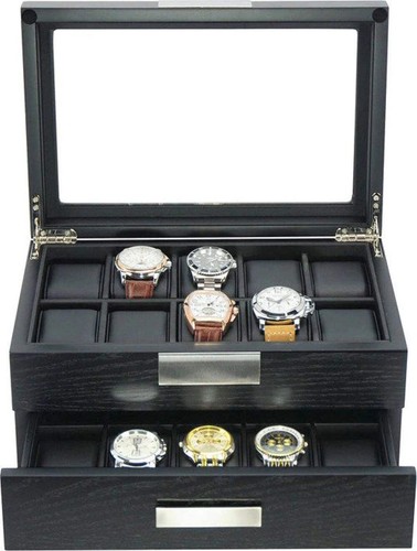 Black Wooden Watch Box for 20 Watches - Picture 7 of 10