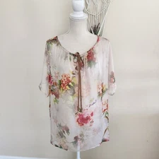 Graham & Spencer Womens  Silk Floral Tunic Size Large Artsy Festival