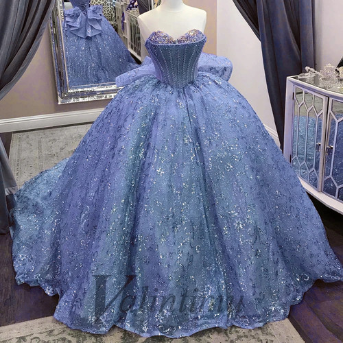 Tulle Bling Princess Quinceanera Dress Sweetheart Beadings Sweet 16 Dress A-Line - Picture 18 of 23