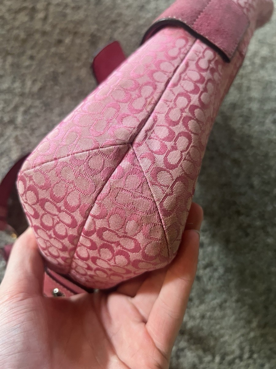 COACH Soho Signature Flap Shoulder Bag Pink Monogram Canvas with