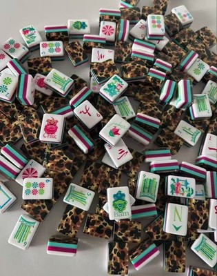 American Mahjong Tiles 160-Piece Acrylic 4-High-end leopard print style