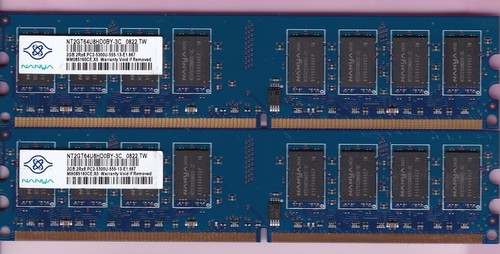 4GB 2x2GB PC2-5300 NANYA NT2GT64U8HD0BY-3C BLUE DDR2-667 DESKTOP RAM MEMORY KIT