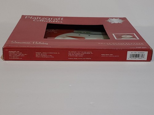 Plato rectangular de vidrio calcomanía navideña muñeco de nieve coleccionables Pfaltzgraff 12x10,75 - Imagen 8 de 9