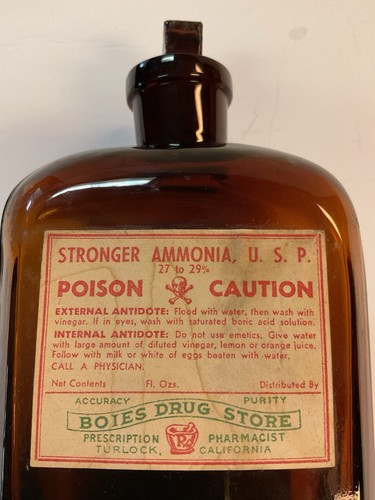 Vintage POISON Flasche - Stronger Ammoniak U.S.P. 27 bis 29%. Schliffglasstopfen. - Bild 6 von 6