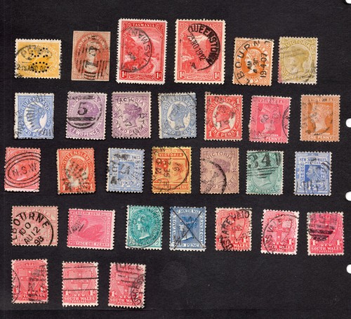 STAMP LOT OF THE AUSTRALIA STATES, USED, FIRST STAMP IS A PERFIN